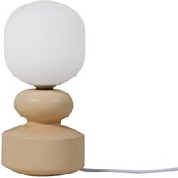 Lucande Tischleuchte Fidelo, weiß/gelb, 38 cm, Glas, Keramik