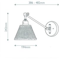 HINKLEY Applique murale Arti, couleur laiton/naturel, rotin, acier