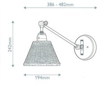 HINKLEY Vägglampa Arti, mässingsfärgad/natur, rotting, stål