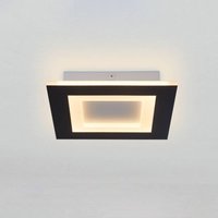 LED-loftlampe Squary, længde 25 cm, sort/hvidt jern, CCT