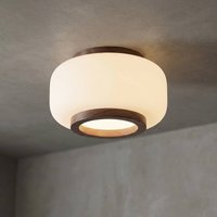Quitani Shiro LED ceiling light, Ø 28 cm, wood/glass, CCT