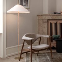 GUBI 9602 golvlampa, mässing, med canvasskärm