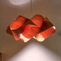 LZF LAMPS LZF hänglampa Swirl, körsbärsträ/nickelfärgad, Ø 54 cm Trä