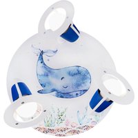 Deckenrondell Paul Pottwal, weiß-blau, Ø 29 cm, 3-flammig