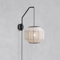 Lampa ścienna Asuka, Ø 27 cm, beżowa/czarna, tkanina/metal