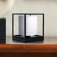 Näve Beta table lamp, metal, white fabric lampshade