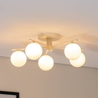 Jupiter Prato taklampa, creme, glas, 5 lampor