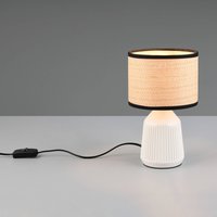 Reality Leuchten Bordslampa Formentera, vit/beige, höjd 27 cm Keramik/papper