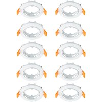Prios Fibur recessed ceiling light, white, zinc, Ø 8.2 cm, 10 units