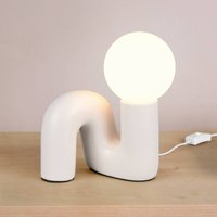 Reality Leuchten Bordslampa Quinn, ljusgrå, höjd 22 cm, keramik/glas, G9