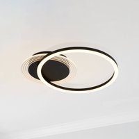 LED-loftlampe Contour, sort mat, længde 40 cm, jern/akryl