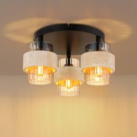 Globo Daren ceiling lamp, 3-bulb, beige/amber/black, Ø 38 cm, E27