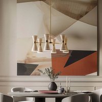 Suspension Stilnovo Megafono, 80 cm, couleur ivoire, à 12 lampes