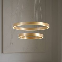 Lucande LED pendant light Yonam, Ø 60 cm, 2-bulb, gold, CCT