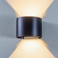 Lindby LED utomhusvägglampa Nivar, rund, svart, IP54