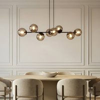 Lindby pendant light Isamer, smoke grey, 130 cm, globe