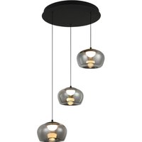 Viokef Nadia LED hanging light, Ø 48 cm, smoky grey, glass, 3-bulb