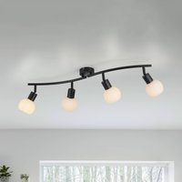 JUST LIGHT. Lampa sufitowa Loki, 4-punktowa, czarny, żelazo, szkło