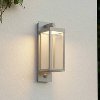 Lucande Ferdinand LED outdoor wall light, light grey, sensor