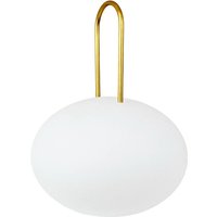 Dyberg Larsen LED-Akku-Laterne Ellipse, weiß/messing, IP44