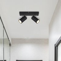 Globo Robby downlight, black, length 26 cm, 2-bulb, metal