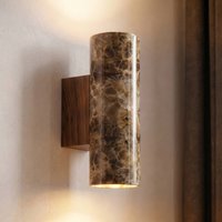 Lucande Tavira wall light, brown marbled, up/down, GU10