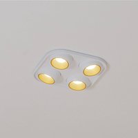 BEGA Studio Line LED recessed spotlight, white/brass, 4-bulb.