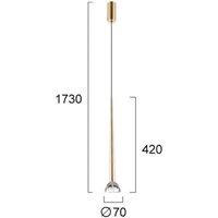 Viokef LED-hänglampa Rina, guldfärgad/klar, Ø 7 cm, metall/akryl