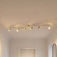 Lindby Piena ceiling light, beige, 6-bulb, metal, 150cm
