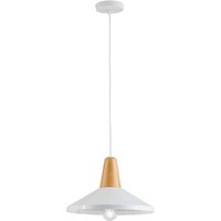Viokef Tom pendant light, wooden element, white