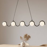 EMIBIG LIGHTING Hänglampa Sinus 5, svart/opal, glas, längd 110 cm