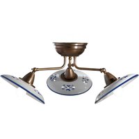 Cremasco Bassano - three-bulb ceramic ceiling light, blue