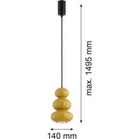 Argon Hänglampa Oman, honungsgul glänsande, glas, Ø 14 cm