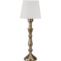 PR Home bordslampa Therese Mia, 43 cm, vit/mässing, linne