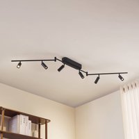 Lindby LED-taklampa Eldrin, 6 lampor, spotlights, svart