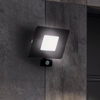 EGLO Utomhus LED-spot Faedo 3 med sensor, svart, 50 W