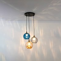 Holländer La Spezia pendant 3-bulb glass amber/blue/smoke