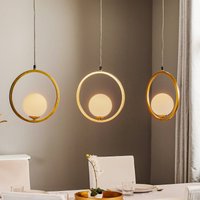 Eko-Light Hänglampa Vienna, opalglas, mässing, 3 lampor