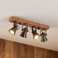 Lindby Grandesa downlight, 35 cm, 4-bulb, wood, metal