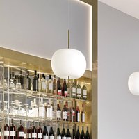 kdln Hänglampa Kushi, mässingsfärgad/vit, Ø 16 cm, glas