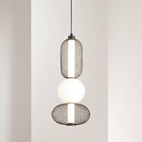 Luce Ambiente Design LED-hänglampa INKAS, höjd 53 cm, svart, glas/metall, CCT