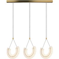 Zambelis LED pendant light 23031, 3-bulb, 3,000 K, glass, golden