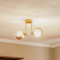 Euluna Mado ceiling light, opal glass/brass, 2-bulb