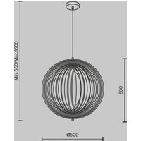 Maytoni Roots pendant light, spherical shape, Ø 50 cm, wood/black