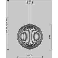 Maytoni Roots hänglampa, sfärisk form, Ø 50 cm, trä/svart