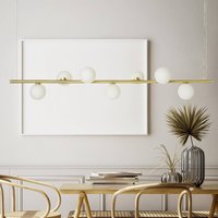 miloox by Sforzin Pomi pendant light, 7-bulb, gold-coloured, glass, linear