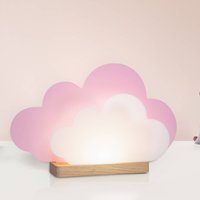 Elobra LED table lamp Wölkchen, pink, wood, 3000 K, dimmable