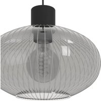 Hængelampe Dasmina, Ø 25 cm, røggrå/sort, glas, E27