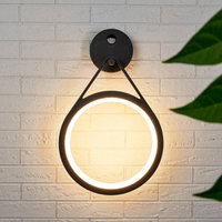 Lucande LED-utomhusvägglampa Mirco med sensor, ringformad