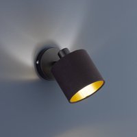 Reality Leuchten Tommy wall spotlight, black/gold, width 12 cm, metal/fabric